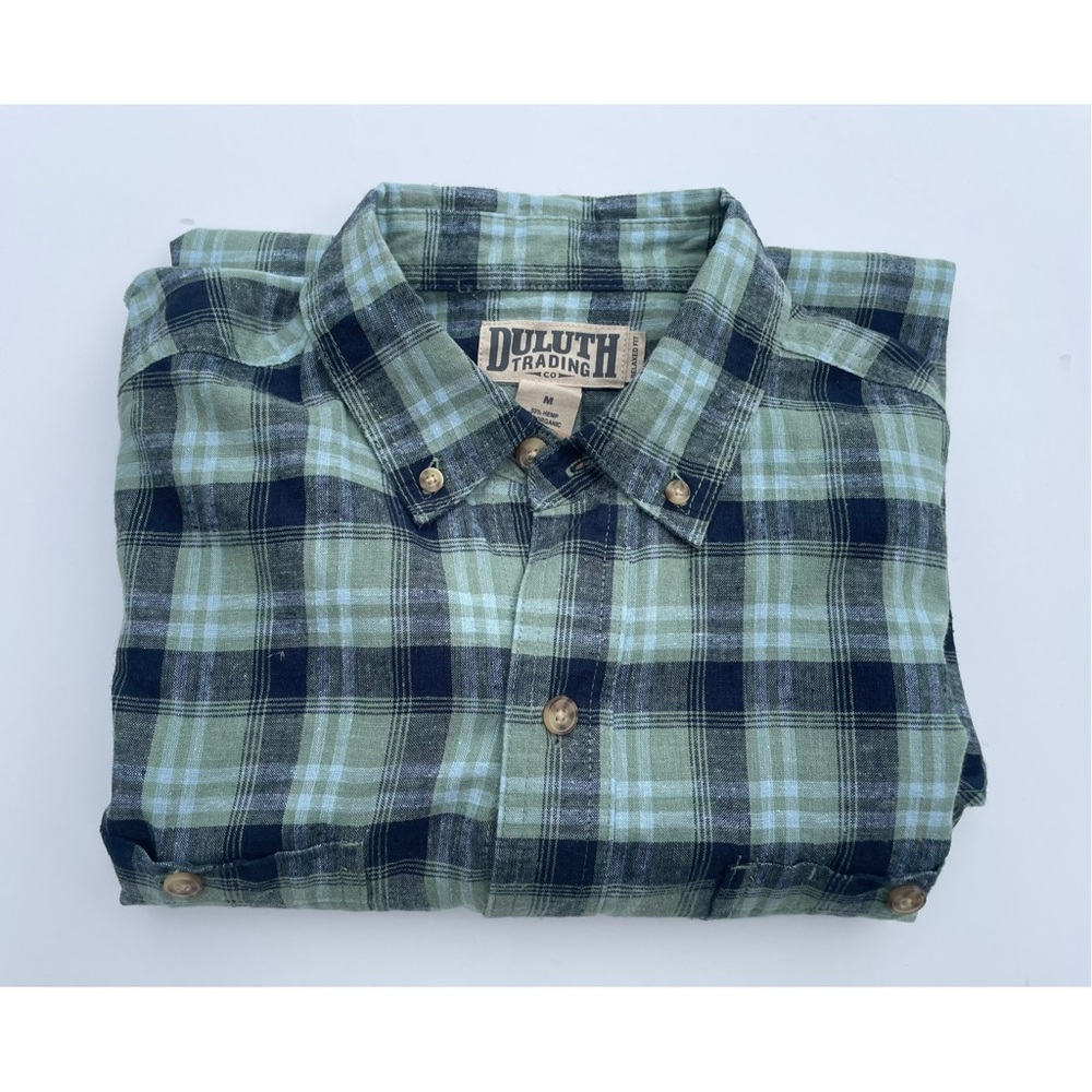 NWT Duluth Trading Co Hemp Organic Cotton Plaid Button Down Shirt